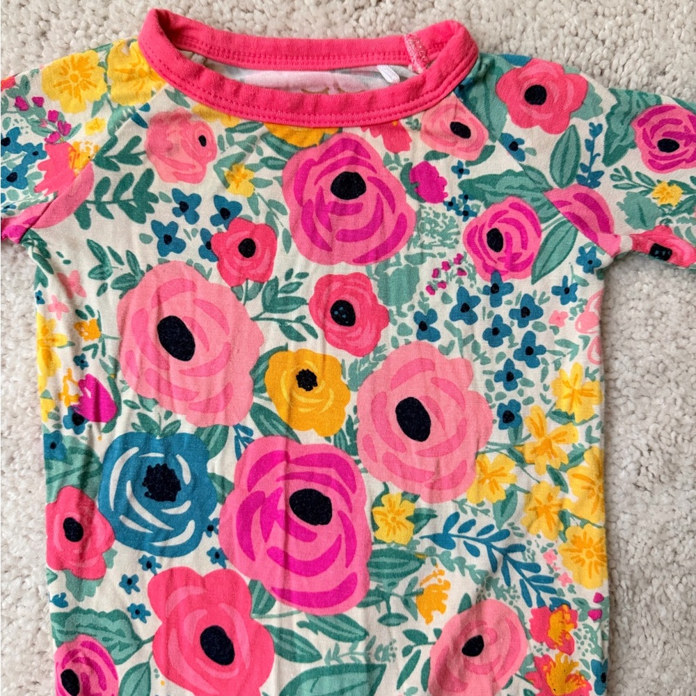 Little Sleepies Pink Floral Kids Zipper Convertible One Piece - size Newborn - Picture 5 of 14